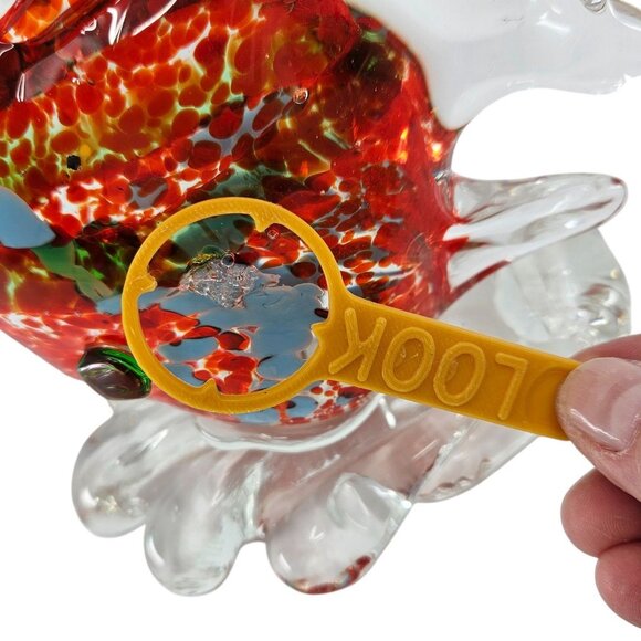 Art Glass Tropical Marine Fish Multicolor Red Green Blue Figurine Sculpture 5" - Picture 3 of 4
